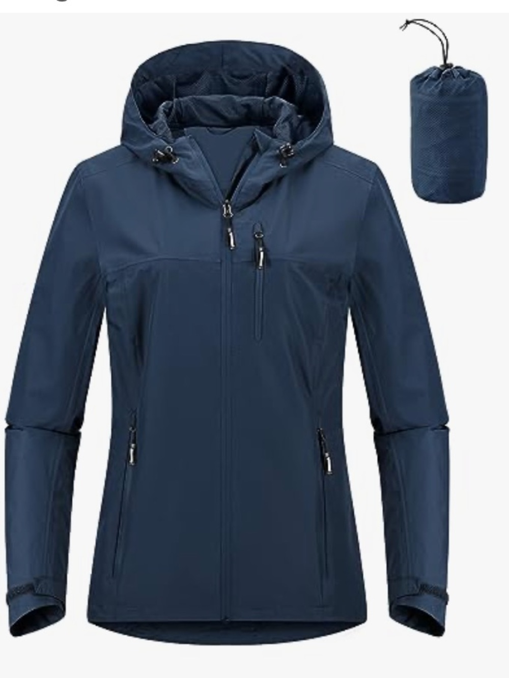 Women's Standard Blue Packable Utility Jacket with Hood - NWT